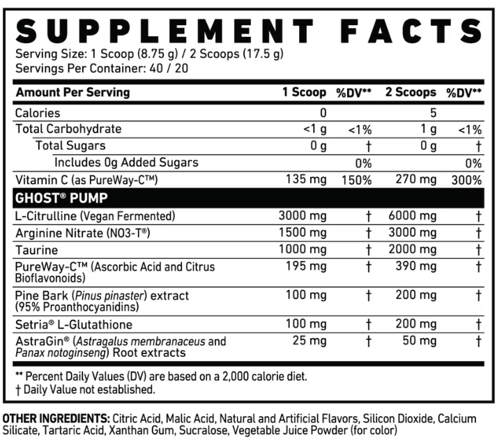 Ghost Pump Nitric Oxide 40 Serv